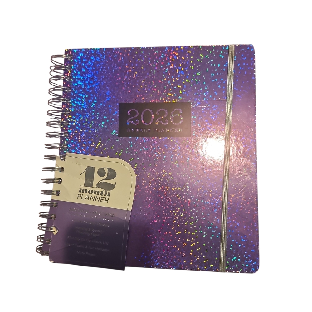 The Creative Purple Glitter 2026 Weekly Planner With Lot Of Sticker